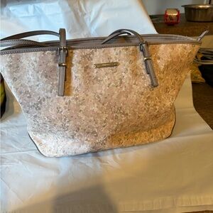 Nine West Floral Tote Beige Cream Hand Bag Large
